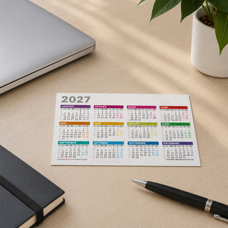 Calendrier personnalisé format carte de visite papier ensemencé - Cartan Green | pandacola - 1