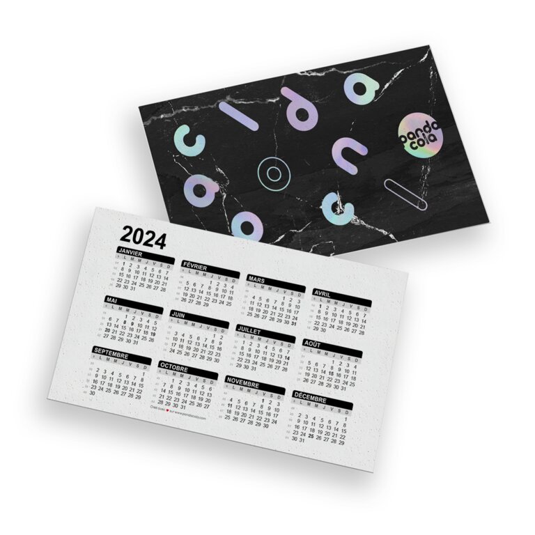 Calendrier personnalisé format carte de visite papier ensemencé - Cartan Green | pandacolach