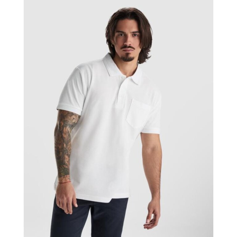 Polo publicitaire en coton avec poche 220 gr/m² - Baya White | pandacola