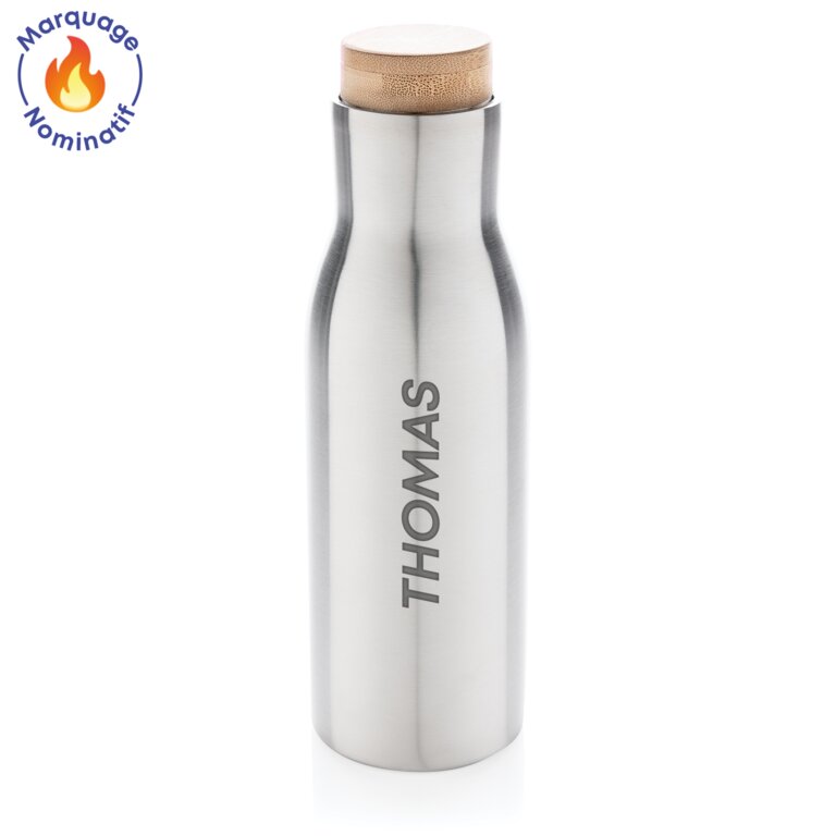 Bouteille isotherme personnalisable avec votre prénom avec couvercle en acier  - Clima | pandacolach