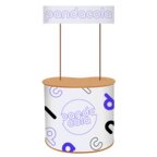 Comptoir d'accueil publicitaire oval 104x85x50 cm avec visuel PVC - Keta | pandacolach - thumb - 1