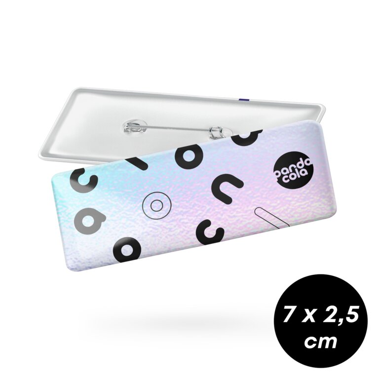 Badge personnalisé rectangulaire 7x2,5 cm - Pan | pandacolach