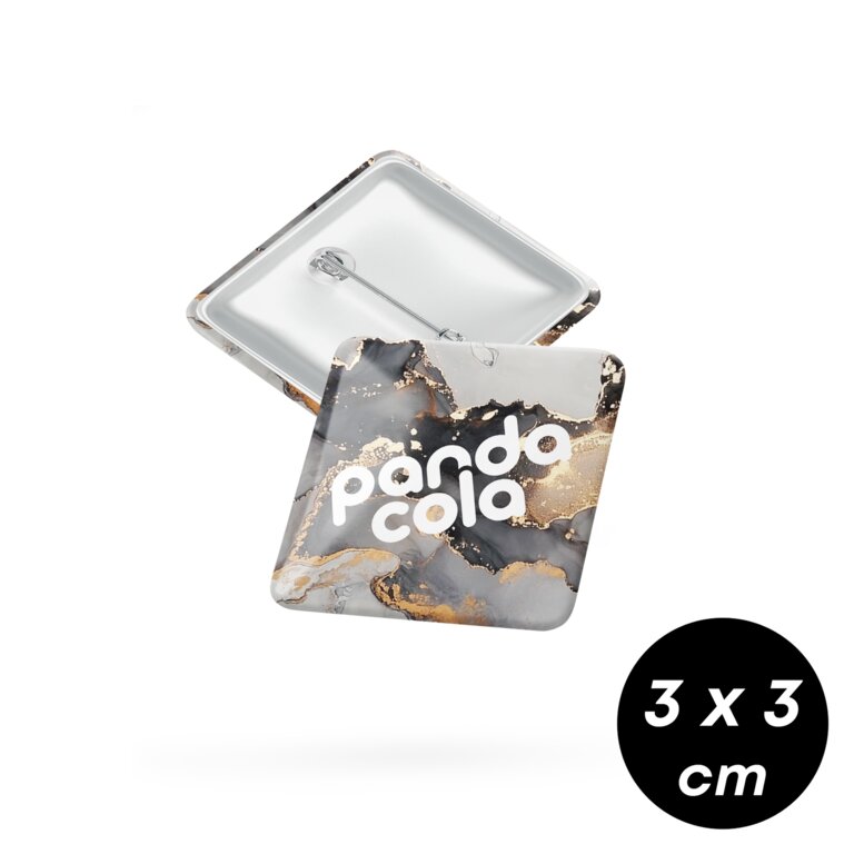 Badge publicitaire carré 3x3 cm - Signal | pandacola