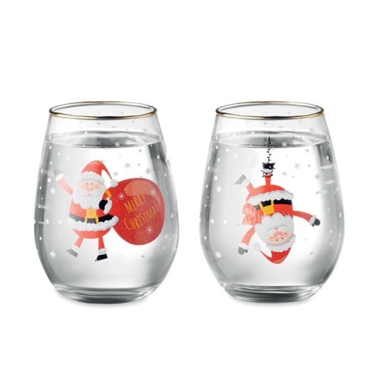 Lot de 2 verres personnalisés en verre 330 ml avec motif de noël - Double Ohoh | pandacola