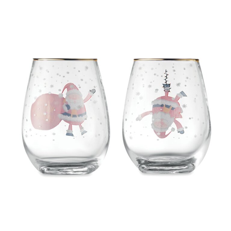 Lot de 2 verres personnalisés en verre 330 ml avec motif de noël - Double Ohoh | pandacolach - 1