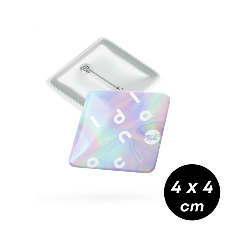 Badge publicitaire carré 4x4 cm - Signal | pandacolach