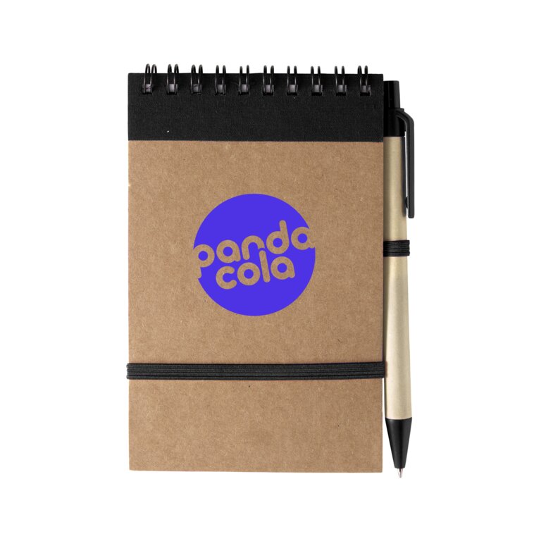 Carnet personnalisé 140 pages lignées avec stylo bille recyclé mine bleue - Papyrus | pandacolach