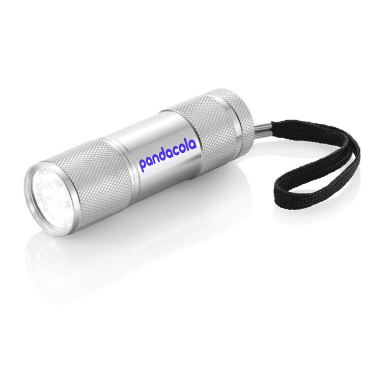 Lampe torche publicitaire aluminium 9 Leds blanches - Quattro | pandacola