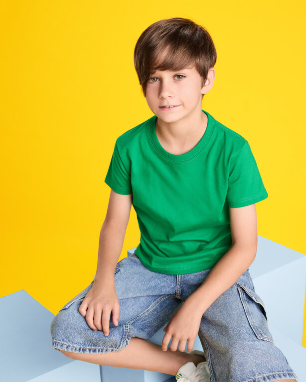T-shirt publicitaire enfant à manches courtes col quadruple épaisseur 165 gr/m² - Kobe | pandacola