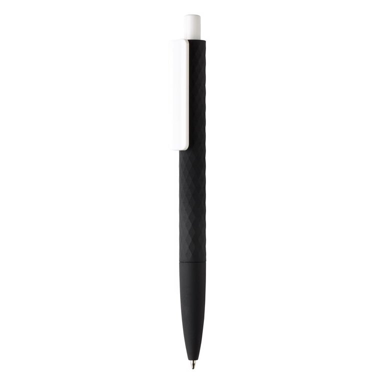 Stylo publicitaire finition losange texturé corps coloré/attribut blanc - X3 Soft Touch | pandacolach