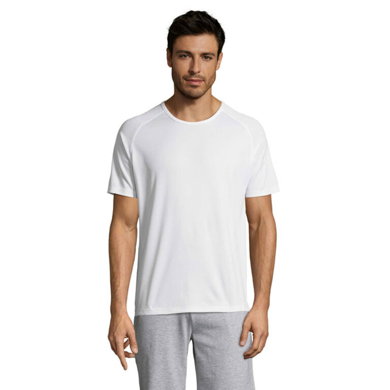 Tee-shirt respirant personnalisable de sport blanc homme en mesh polyester 140 gr/m² - Sporty | pandacola