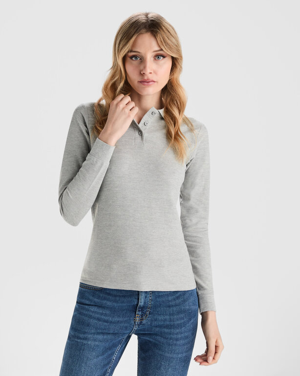 Polo publicitaire femme à manches longues avec côtes 220 gr/m² - Seto | pandacola