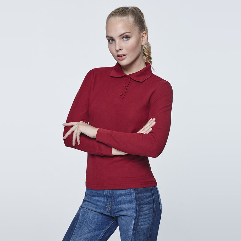 Polo publicitaire femme à manches longues avec côtes 220 gr/m² - Seto | pandacolach - 2