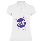 Polo publicitaire blanc femme à manches courtes avec côtes 200 gr/m² - Handa | pandacolach - thumb - 1