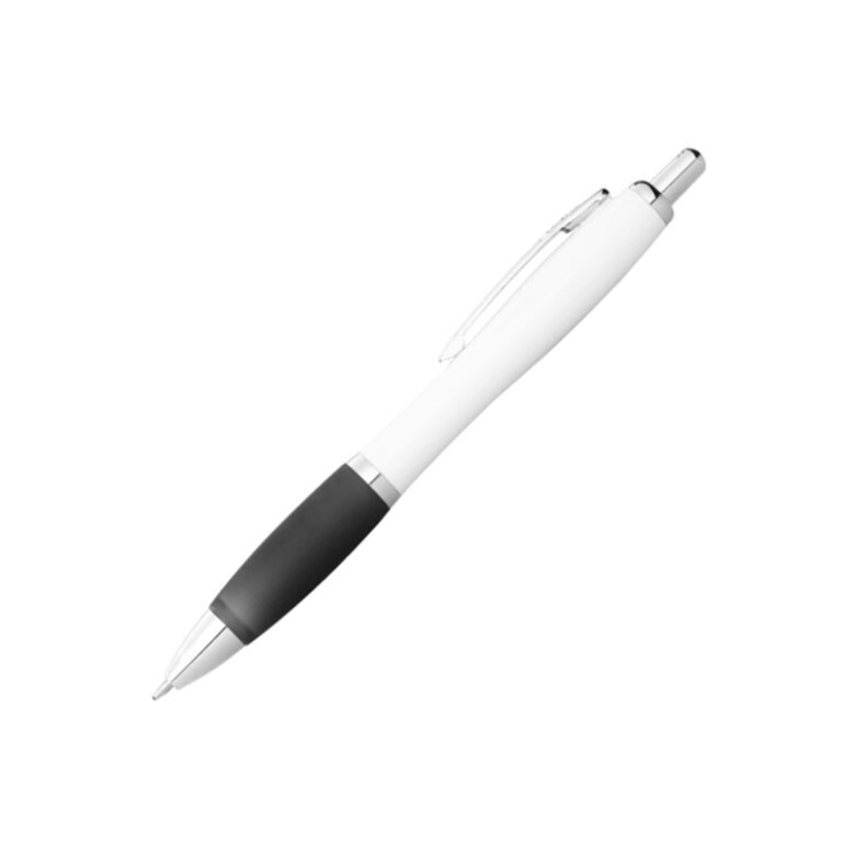 Exp. Rapide 5j - Stylo bille publicitaire corps blanc et grip couleur - Nash White | pandacolach