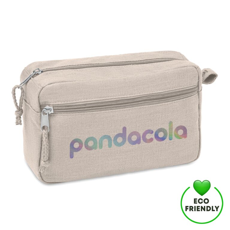 Trousse de toilette personnalisée en chanvre avec double fermeture éclair 200 gr/m² - Mania | pandacolach