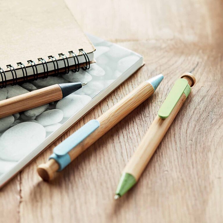 Stylo personnalisable en bambou et paille de blé - Moya | pandacolach - 1