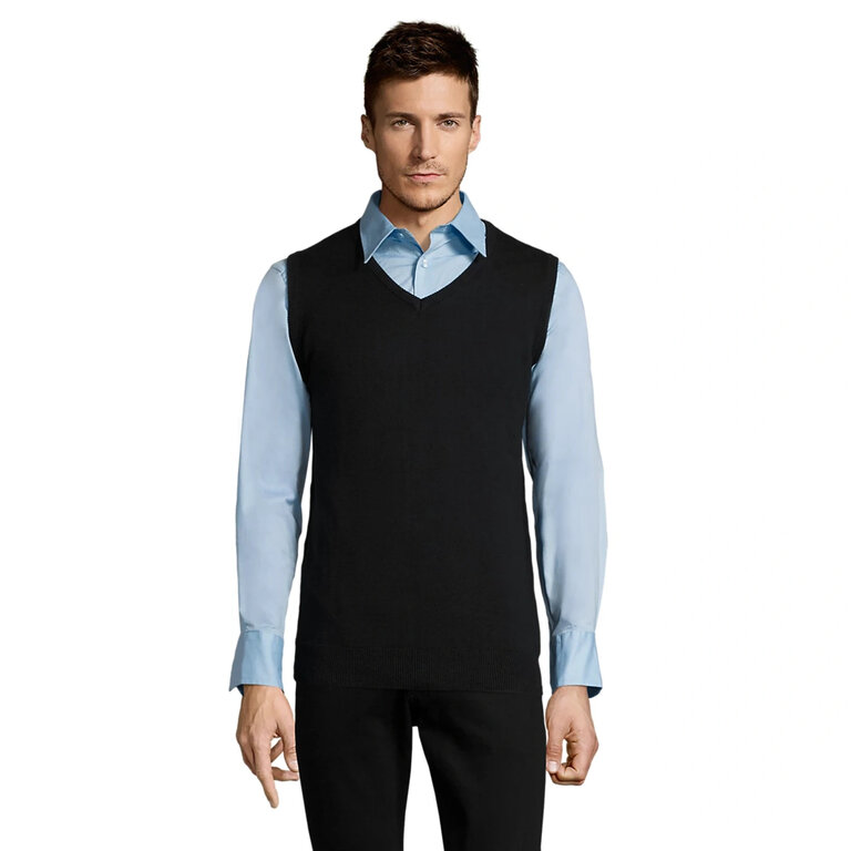 Pull personnalisé en col V sans manches en coton 225 gr/pc - Gentlemen | pandacola