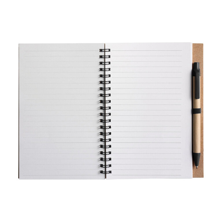 Carnet publicitaire 120 pages lignées avec stylo bille recyclé - Ramsès | pandacolach - 2