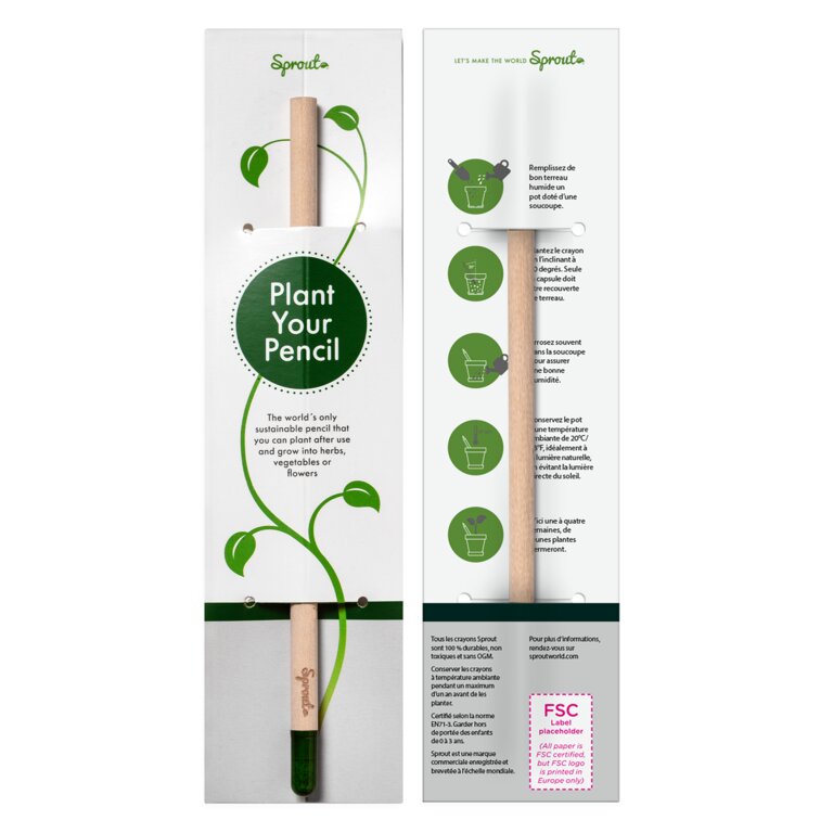 Crayon à papier personnalisé avec graines à planter packaging standard | Sprout | pandacola