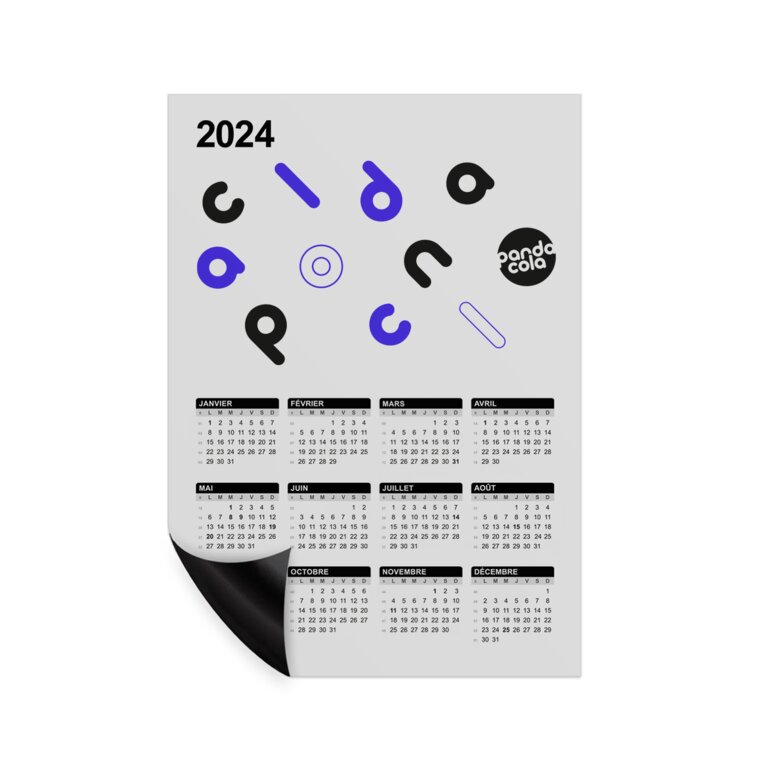 Calendrier magnet recto en PVC publicitaire 2024 0,5 mm - Magcal Pro | pandacola