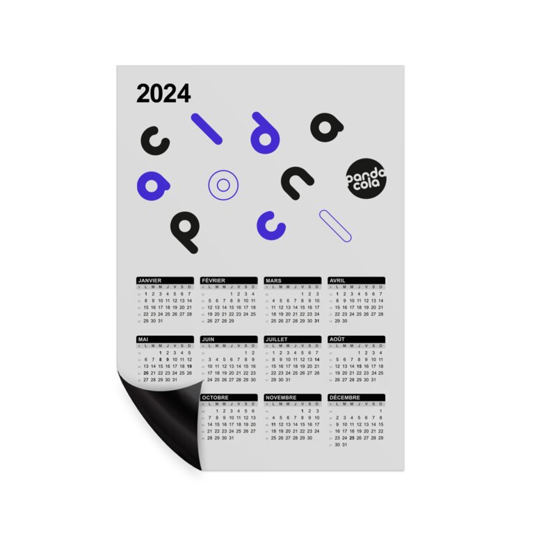 Calendrier magnet recto en PVC publicitaire 2024 0,5 mm - Magcal Pro | pandacolach