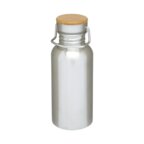 Bouteille publicitaire en acier inoxydable avec poignée et couvercle bambou 550 ml - Bilou | pandacolach - thumb
