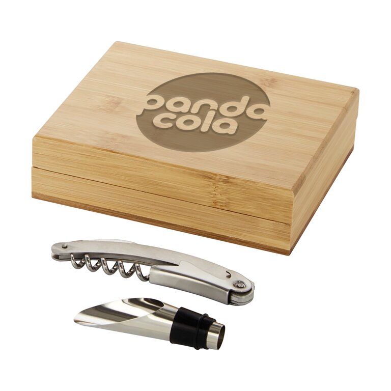 Exp. rapide 5j - Set à vin personnalisé en bambou de 2 accessoires - Baoul | pandacolach