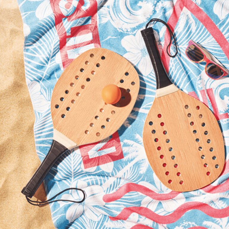Set de tennis beach personnalisable avec 2 raquettes en bois - Smash | pandacola - 2