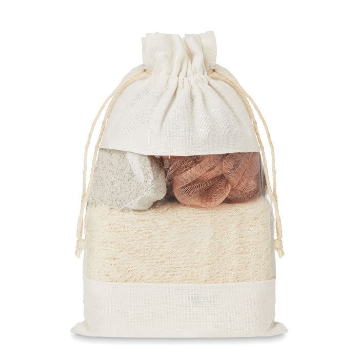Ensemble de bain personnalisé dans un sac en jute avec fenêtre - Cuida | pandacolach
