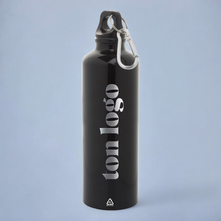 Gourde publicitaire en aluminium recyclé avec mousqueton 770 ml - Oregon | pandacolach