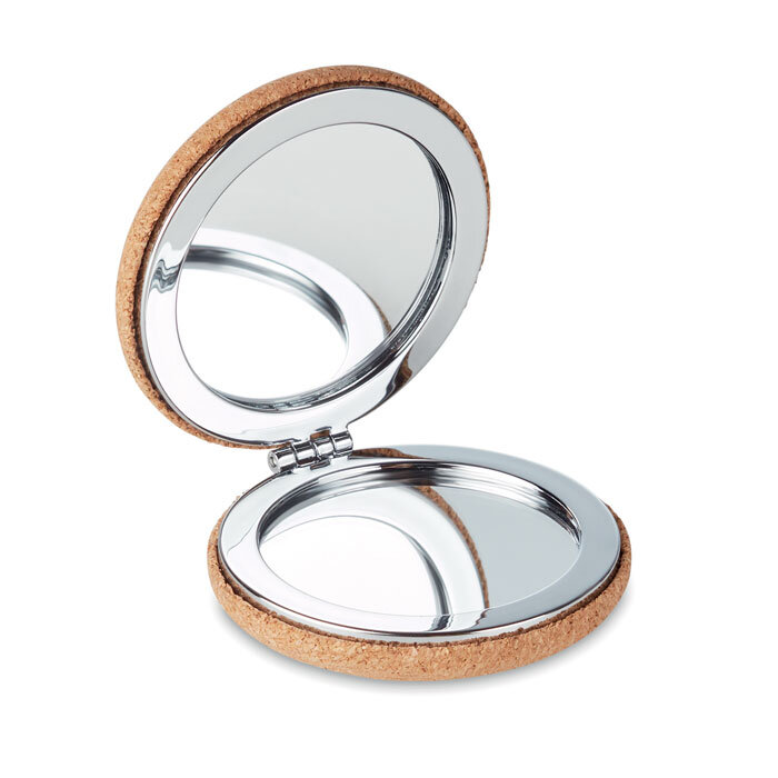 Miroir de poche personnalisé double face en revêtement liège - Guapa Cork | pandacolach