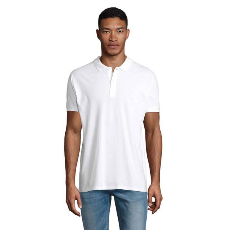 Polo promotionnel blanc homme en coton biologique à manches courtes 170 gr/m² - Planet | pandacola