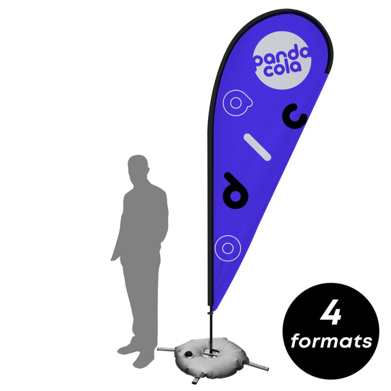 Oriflamme publicitaire goutte en polyester avec pied - Amery | pandacolach