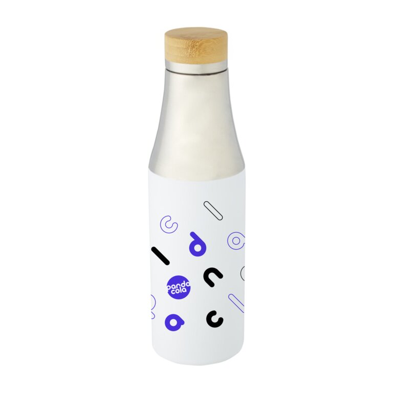 Bouteille personnalisée 540 ml double paroi avec couvercle bambou - Sola | pandacolach