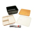 Lunch box personnalisée en PP avec couvercle en bambou 1.75L - Largio | pandacolach - thumb - 1