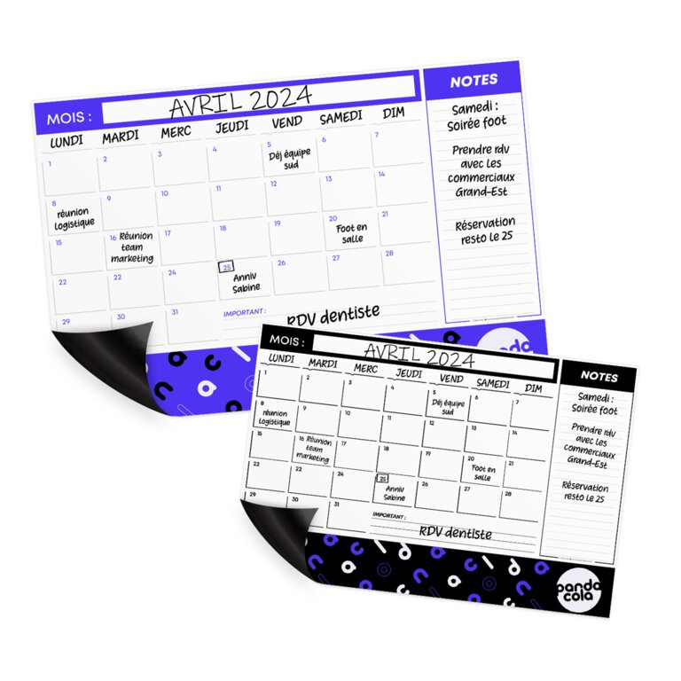 Calendrier personnalisé effaçable et magnétique - Fassi | pandacolach