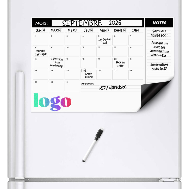 Calendrier personnalisé effaçable et magnétique - Fassi | pandacola