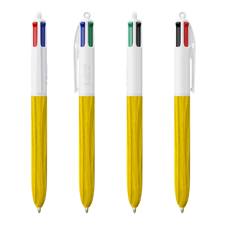 Stylo bille 4 couleurs publicitaire BIC® - 4 Couleurs Wood | pandacola - 1
