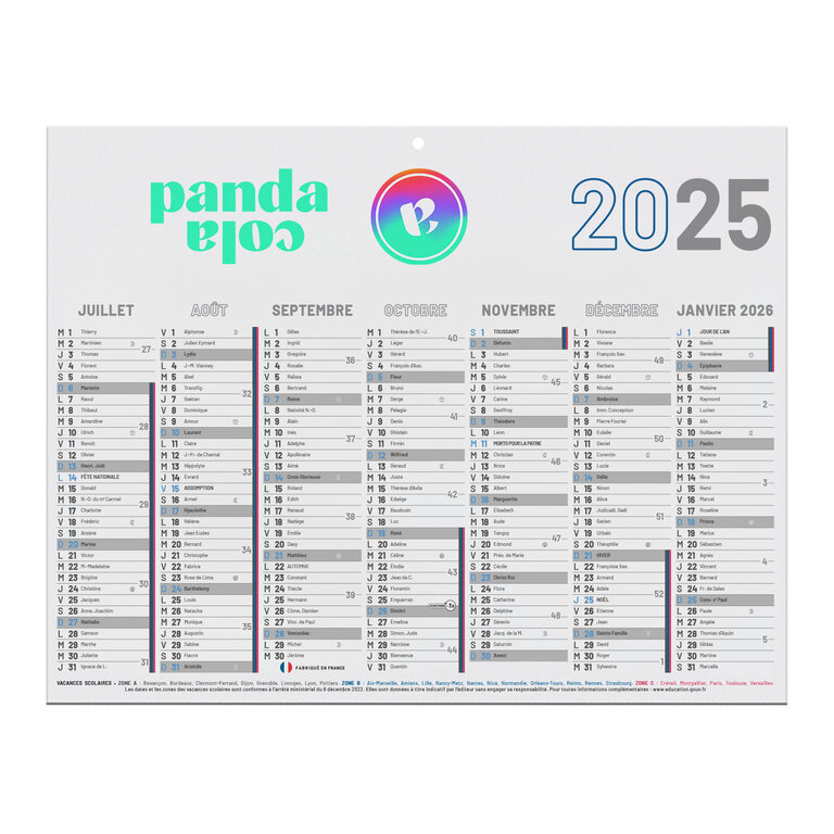 Calendrier de banque publicitaire rigide Made In France 27x20,8 cm - Calmini | pandacolach
