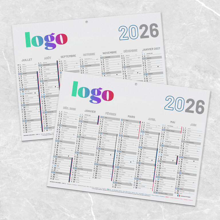 Calendrier de banque publicitaire rigide Made In France 27x20,8 cm - Calmini | pandacolach
