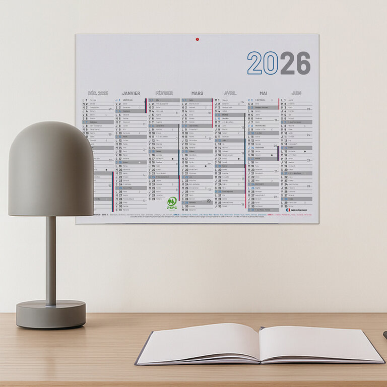Calendrier de banque publicitaire rigide Made In France 27x20,8 cm - Calmini | pandacolach - 3