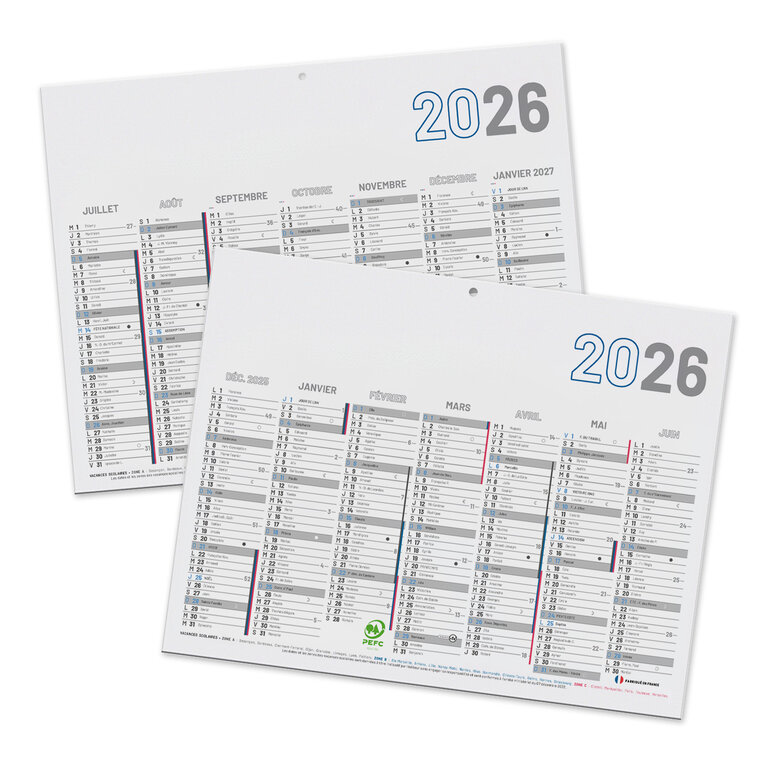 Calendrier de banque publicitaire rigide Made In France 27x20,8 cm - Calmini | pandacolach - 4