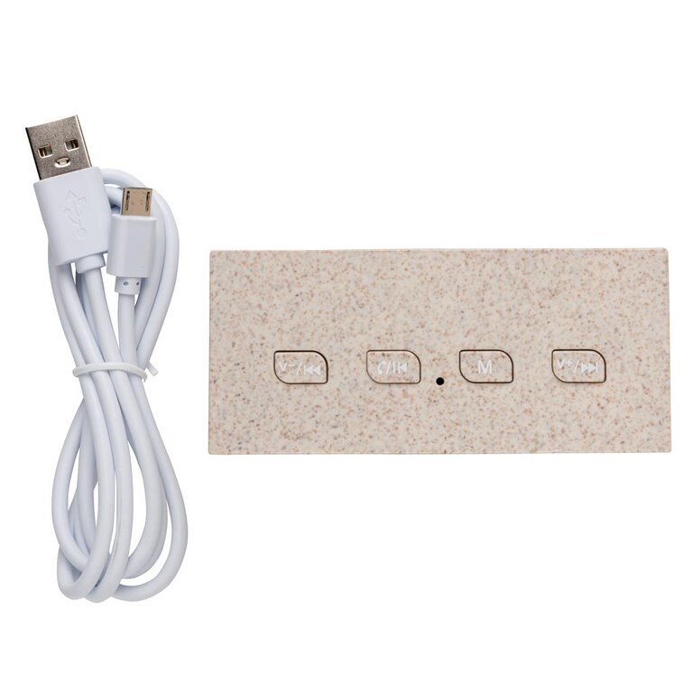 Mini enceinte publicitaire Bluetooth 5.0 3W en fibre de paille - Denla | pandacolach - 1