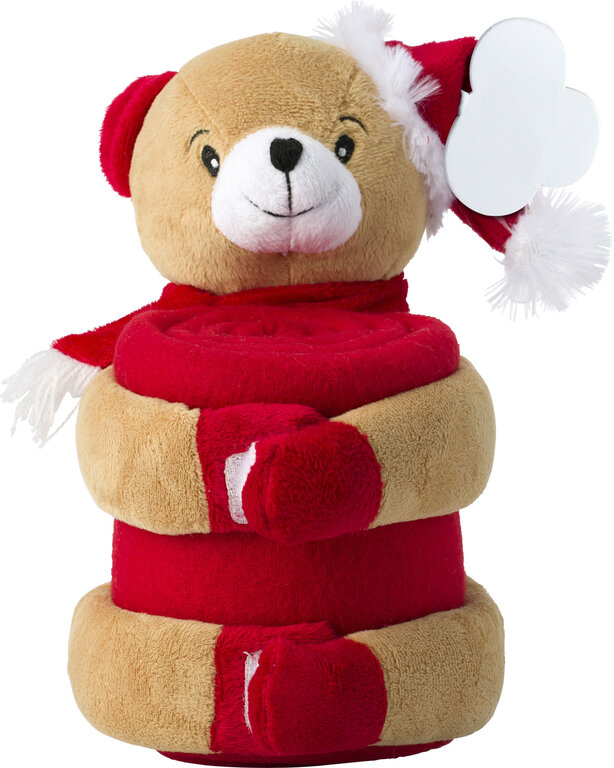 Peluche personnalisée ours de noël avec plaid polaire - Saltador | pandacola