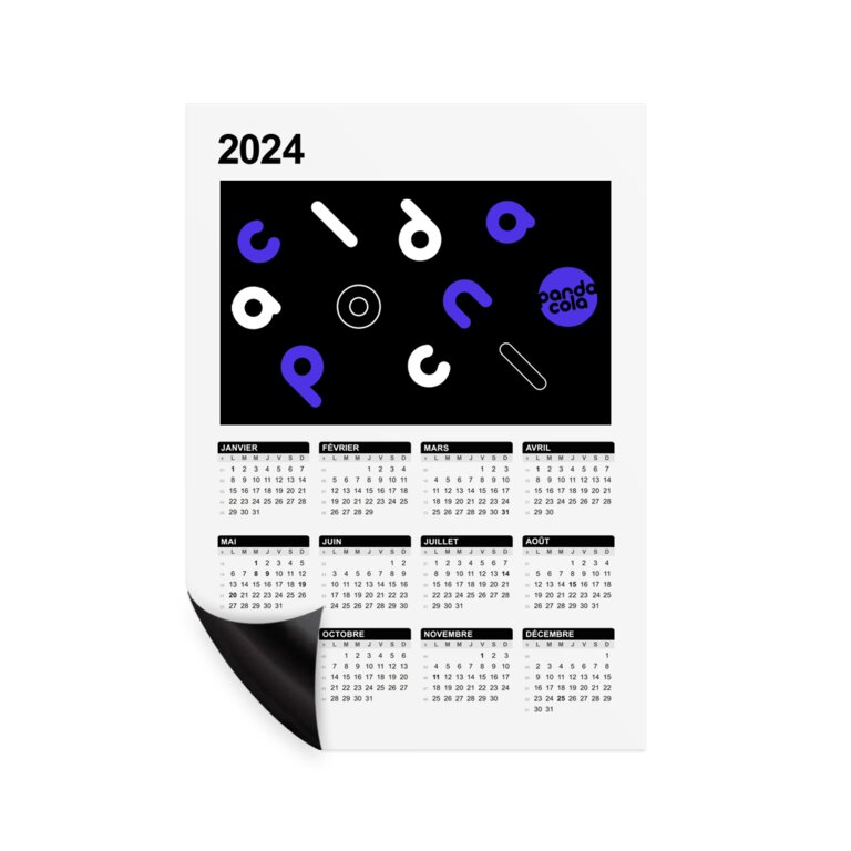 Calendrier magnet recto en PVC publicitaire 2024 0,8 mm - Magcal Extreme | pandacolach