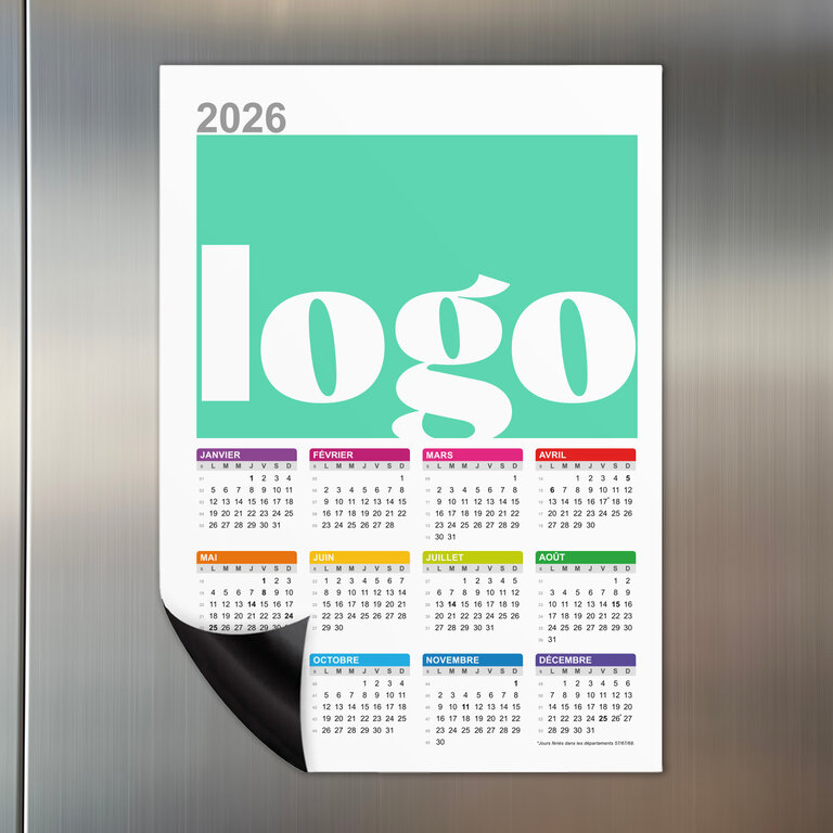 Calendrier magnet recto en PVC publicitaire 2024 0,8 mm - Magcal Extreme | pandacola