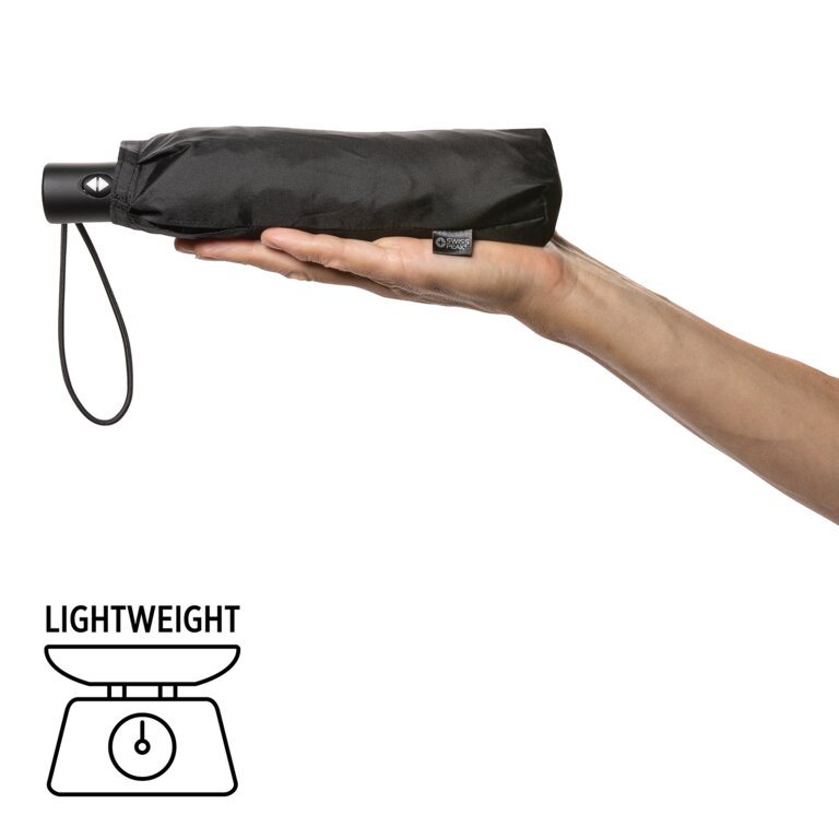 Parapluie pliant personnalisé 20,5" en polyester recyclé | SWISS PEAK AWARE - Tundy Light | pandacolach - 4