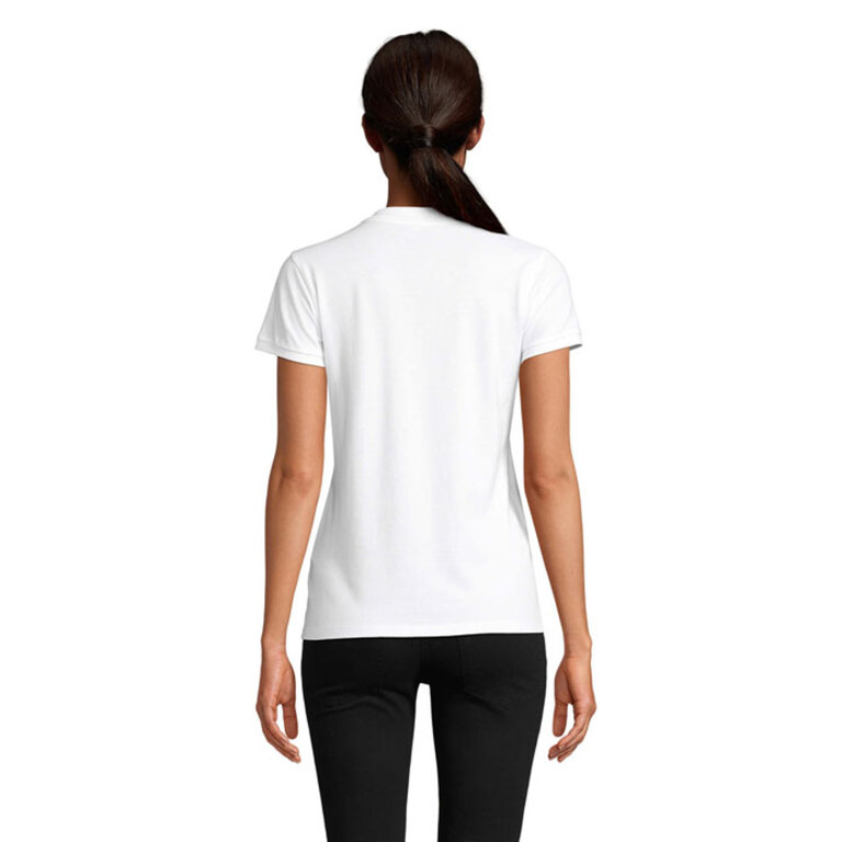 Polo promotionnel blanc femme en coton biologique à manches courtes 170 gr/m² - Planet | pandacola - 1