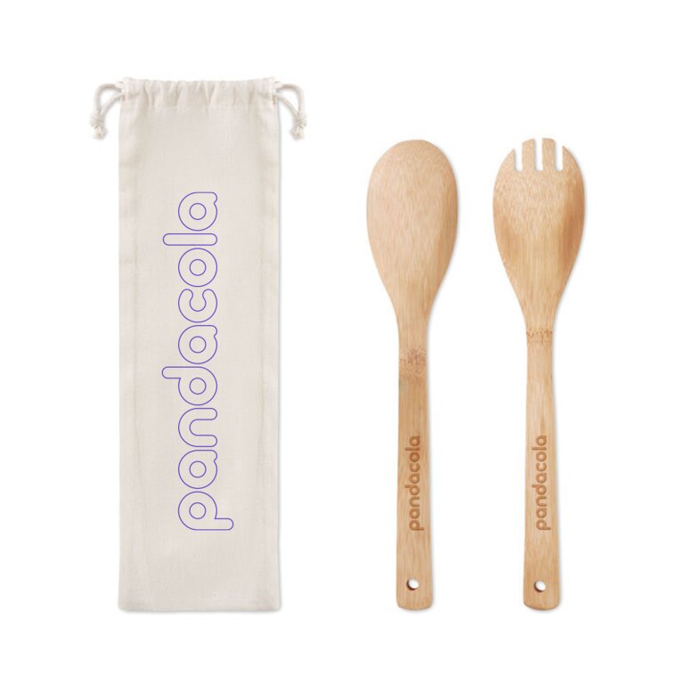 Couverts à salade en bambou personnalisable - Batamix | pandacolach